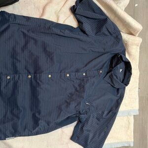 Navy Striped Button-Up Shirt